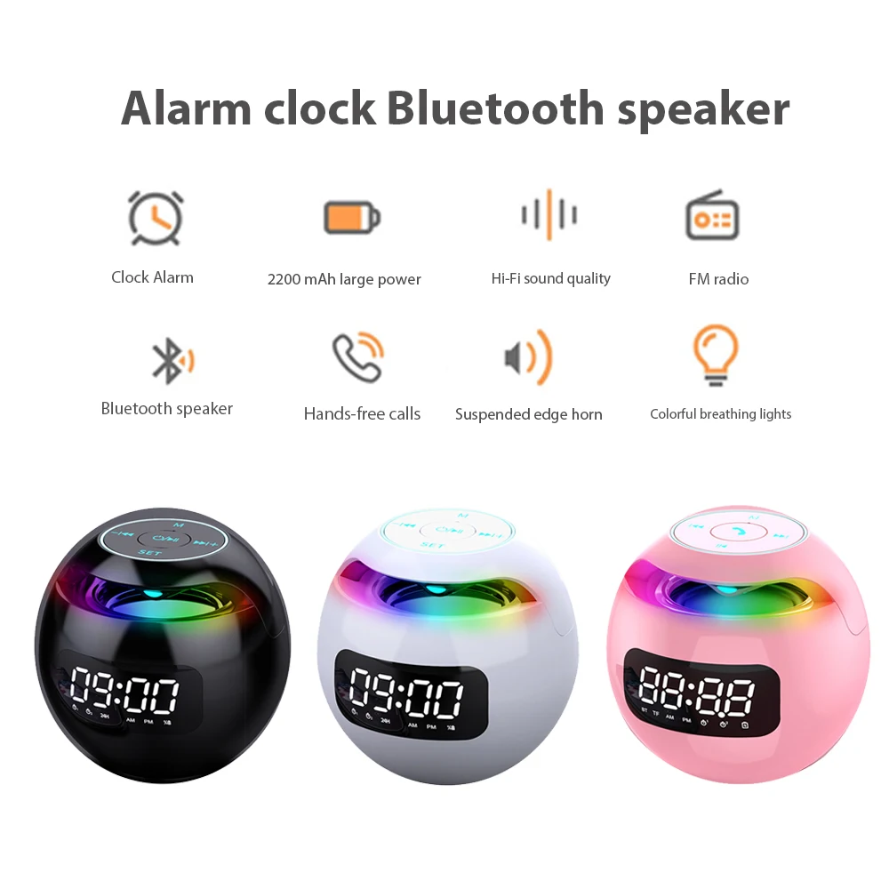 

Wireless Bluetooth Speaker Portable Column Sound Box With LED Display Alarm Clock Bluetooth Hifi TF Card MP3 Music Play