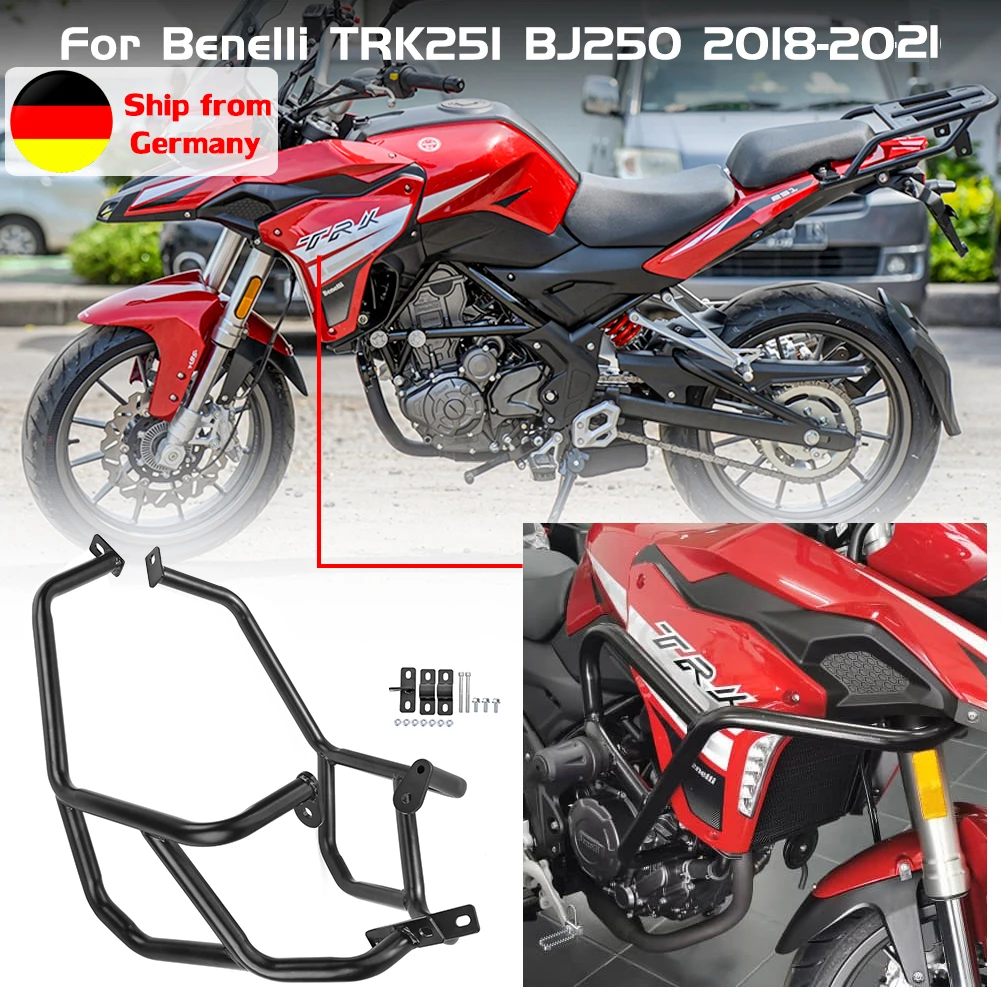 Motorrad Oberen Unteren Crash Bar Motor Schutz Stoßstange Stunt Käfig Rahmen Protector für Benelli TRK 251 BJ250 TRK251 2018 2019 2020