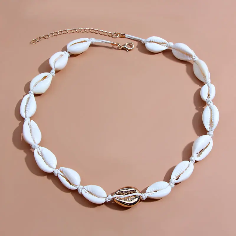 Чокер JJFOUCS с натуральными ракушками Женский ожерелье из цепочек до ключиц в