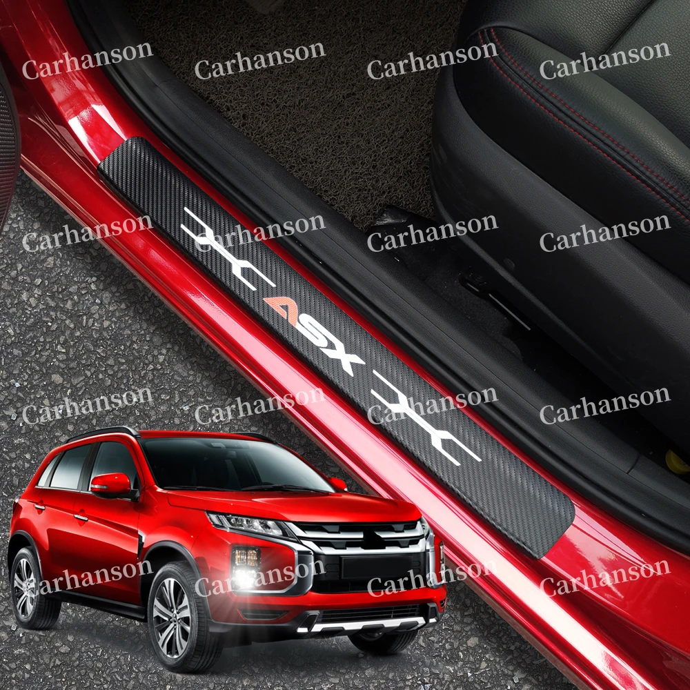 Углеродное волокно Текстура Кожа PU порог отделка педаль для Mitsubishi Asx аксессуары