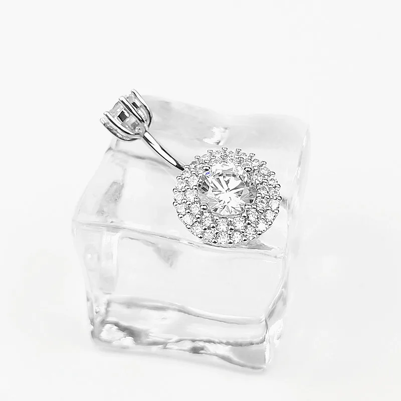 Женское серебряное кольцо для пупка с фианитом|Украшения волос броши и украшения