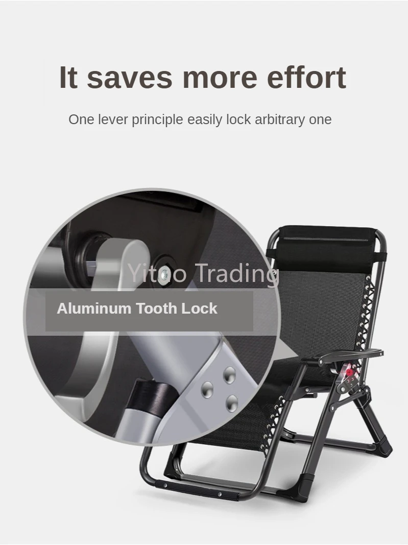

Folding Recliner Home Lounge Chair Lunch Break Balcony Backrest Chair Old Beach Lazy Sofa Metal Material Strong Load-bearing