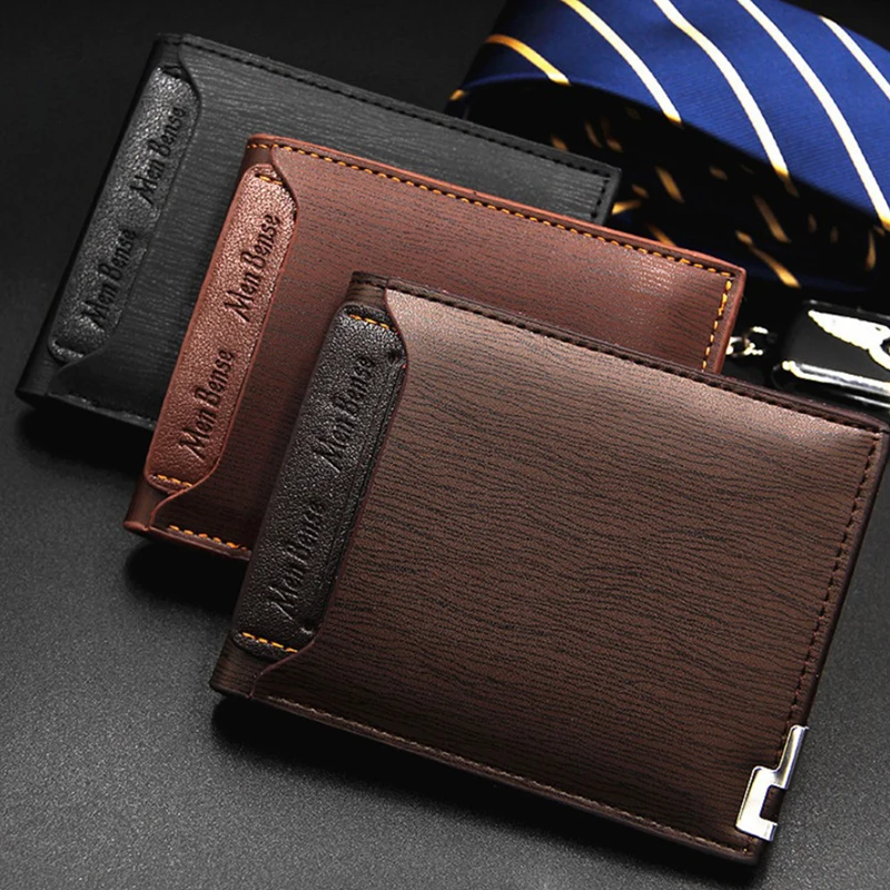 

Vintage Men Leather Brand Luxury Wallet Short Slim Male Purses Money Clip Credit