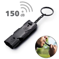 outdoor high decibel portable keychain edc whistle stainless steel doubletri pipe emergency survival whistle multifunction tool
