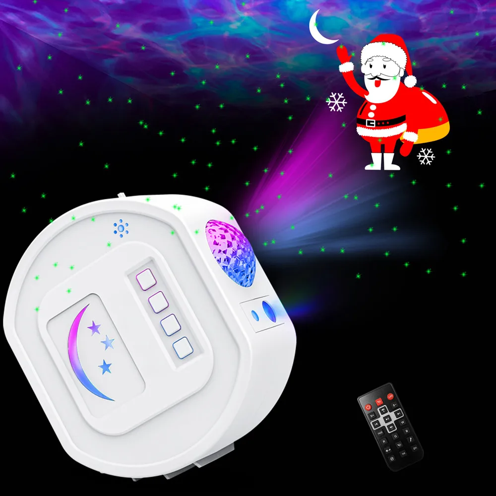 

10 Colors Ocean Wave Christmas Projector Lights Indoor Xmas Theme Party Yard Garden Decorations Music Laser Moon Star Projector