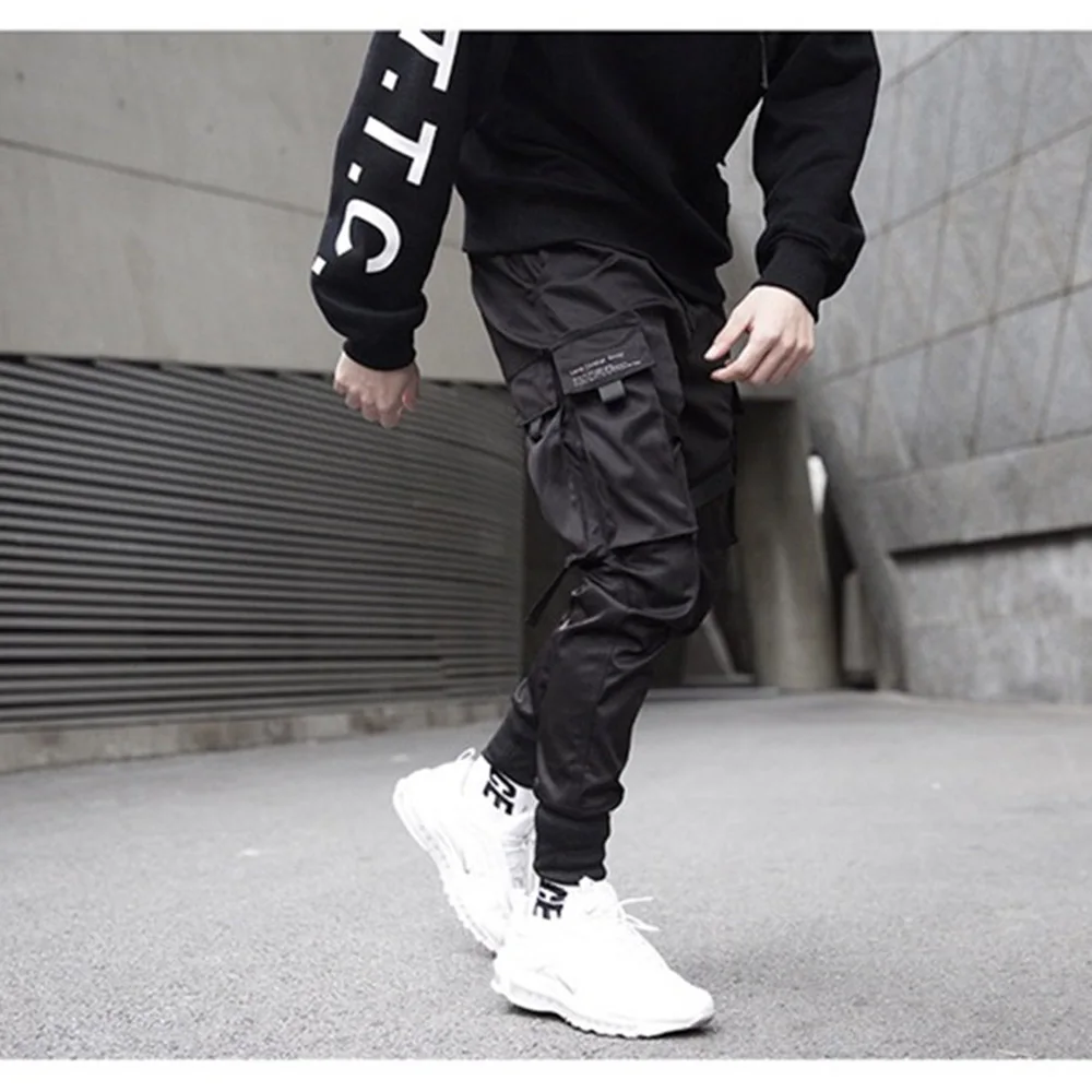 Mens Joggers Pants Black Trousers Sweat Pants Streetwear Dance Sports Sweatpants Casual Drawstring Hip Hop Pants Mens Clothing