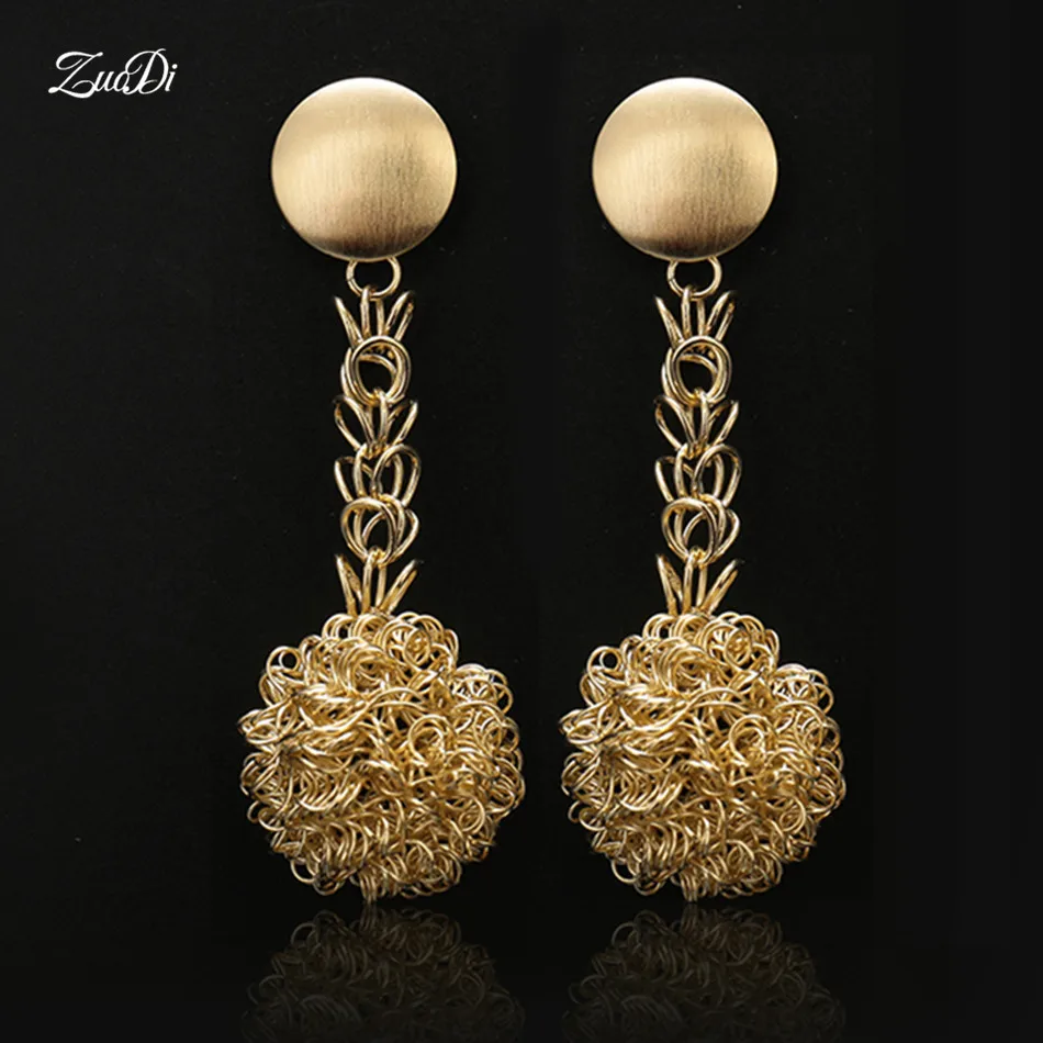 

ZuoDi 2018 gold color wedding earrings brand drop earrings Wholesale Long Drop Dangle Earrings For Women wedding drop earrings