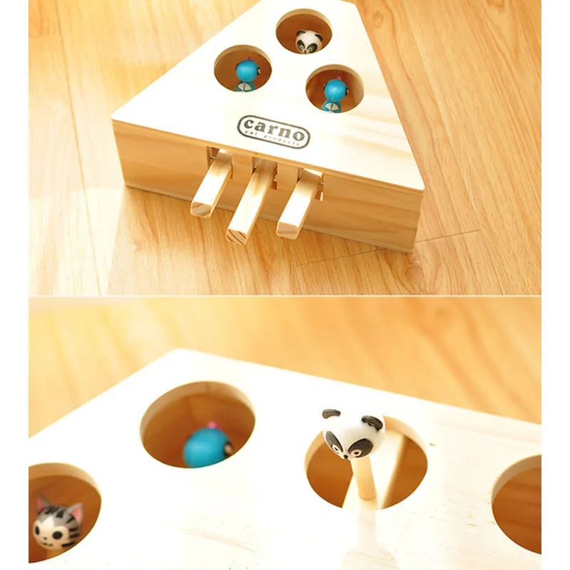Забавные игрушки-пазлы для кошек твердый деревянный брусок игра-крот