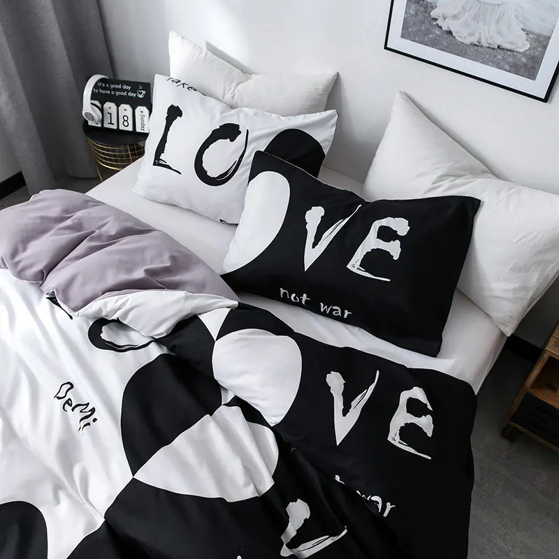 

Lovely Home Bedding Duvet Cover Sets With PillowCase Polyester Reactive Dyeing Quilt Case Bedclothes Single Double Bed