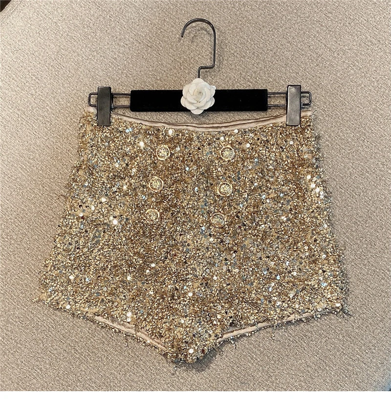 

Temperament Heavy Embroidery Sequins Sexy Shorts for Women 2021 Summer Mid Waist Mini Shorts Female New Fashion Biker Shorts Y2k