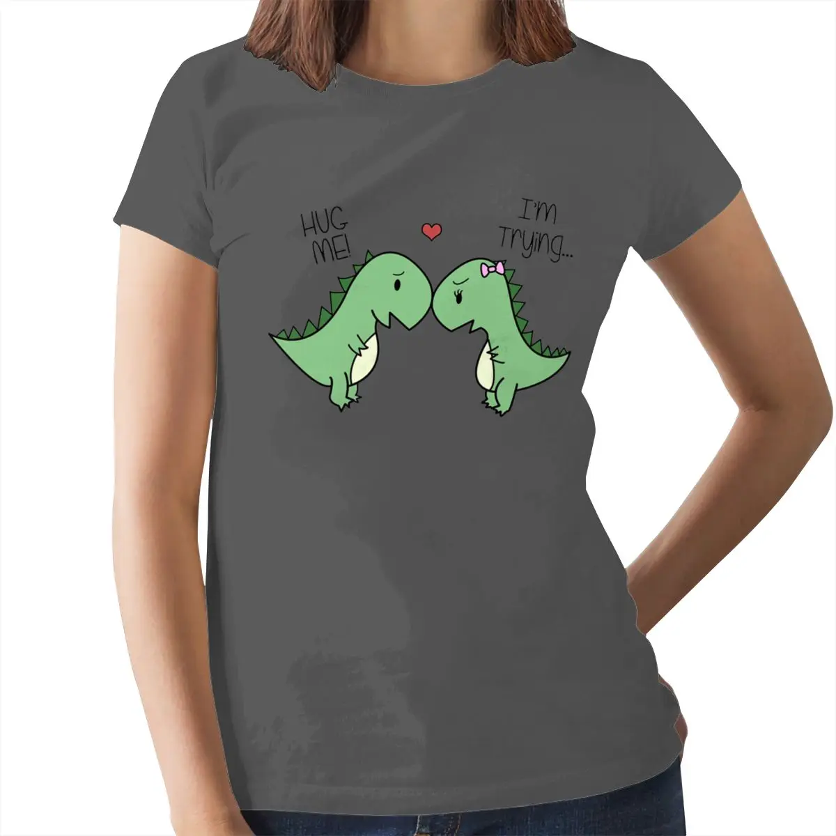 Женская футболка с принтом динозавра хлопковая Футболка круглым вырезом и
