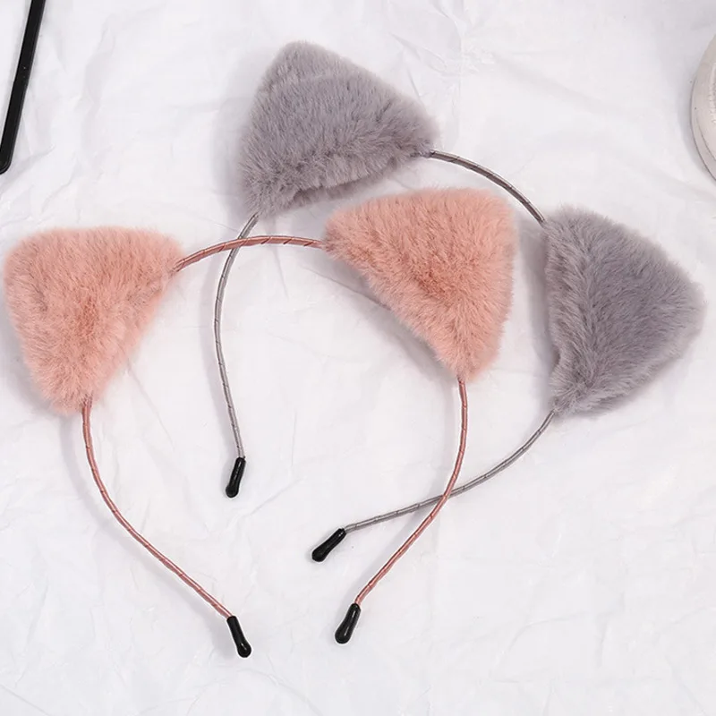 

2021 New Cute Plush Cat Ear Hair Band French Sweet Girls Hairpin Women All-match Headdress Autumn Winter