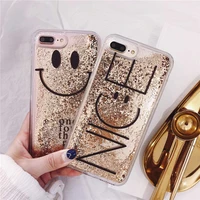 liquid phone case for iphone x xs 11 12 mini pro max xr 6 6s 7 8 plus se 2020 dynamic glitter quicksand cover nice smile face
