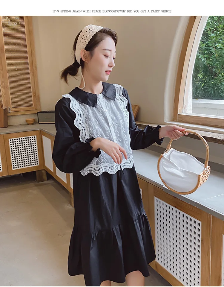 

New Korean style spring long-sleeved lace loosen dress for girls and women Mom-daughter clothing