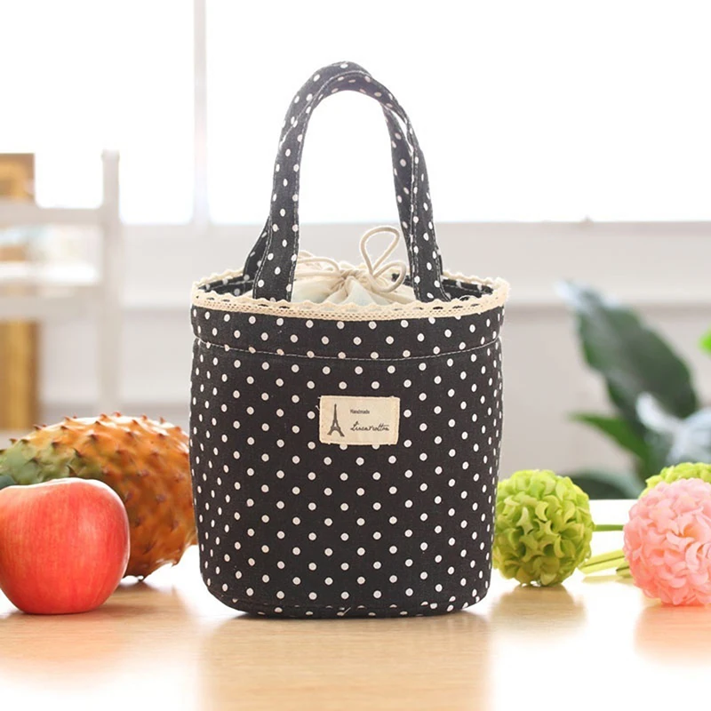 

1PC Casual Portable Lunch Bag Dots Insulated Thermal Food Picnic Lunch Bags For Women Kids Cooler Lunch Box Bag Tote