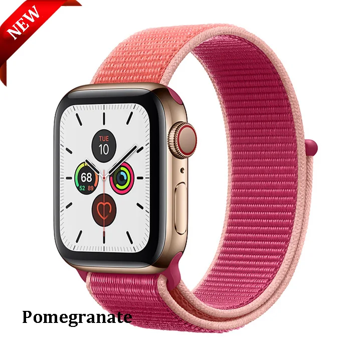 Pomegranate EIMO ремешок для Apple Watch ремешок 44 мм 40 мм Apple Watch 4 5 3 2 1 iwatch ремешок 42 мм 38 мм Спортивная петля нейлоновая петля браслет ремешок для часов - Цвет ремешка: Pomegranate