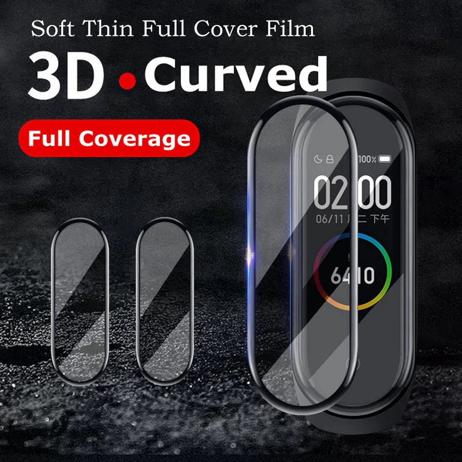 Защитная 3d пленка с изогнутыми краями для xiaomi mi band 4 мягкая устойчивая к царапинам