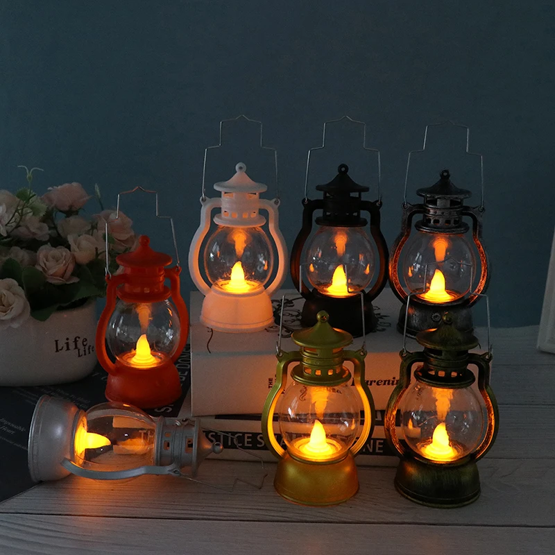 

Mini Energy-Saving Holiday Desktop Hanging Bar Night Light Decorative Led Small Dollhouse Retro Lantern Retro Oil Lamp