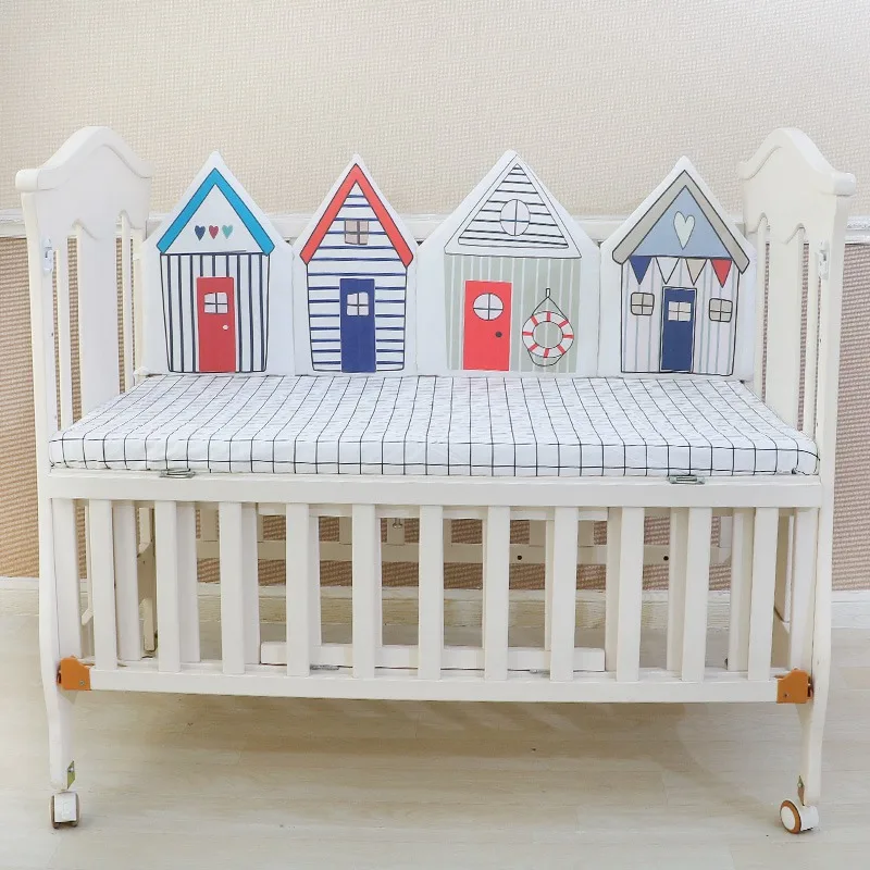 4 шт. милая детская кроватка в форме домика бамперы хлопок кровать забор Мягкая