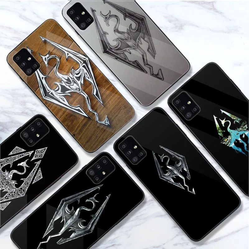 Чехол для телефона из закаленного стекла с логотипом Skyrim Samsung M51 M41 M40 M31S M30S M21 M20 M10