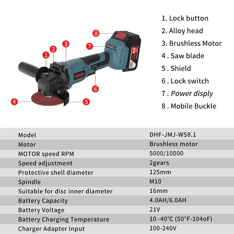 125 мм бесщеточный ударный угловой шлифовальный станок электрический