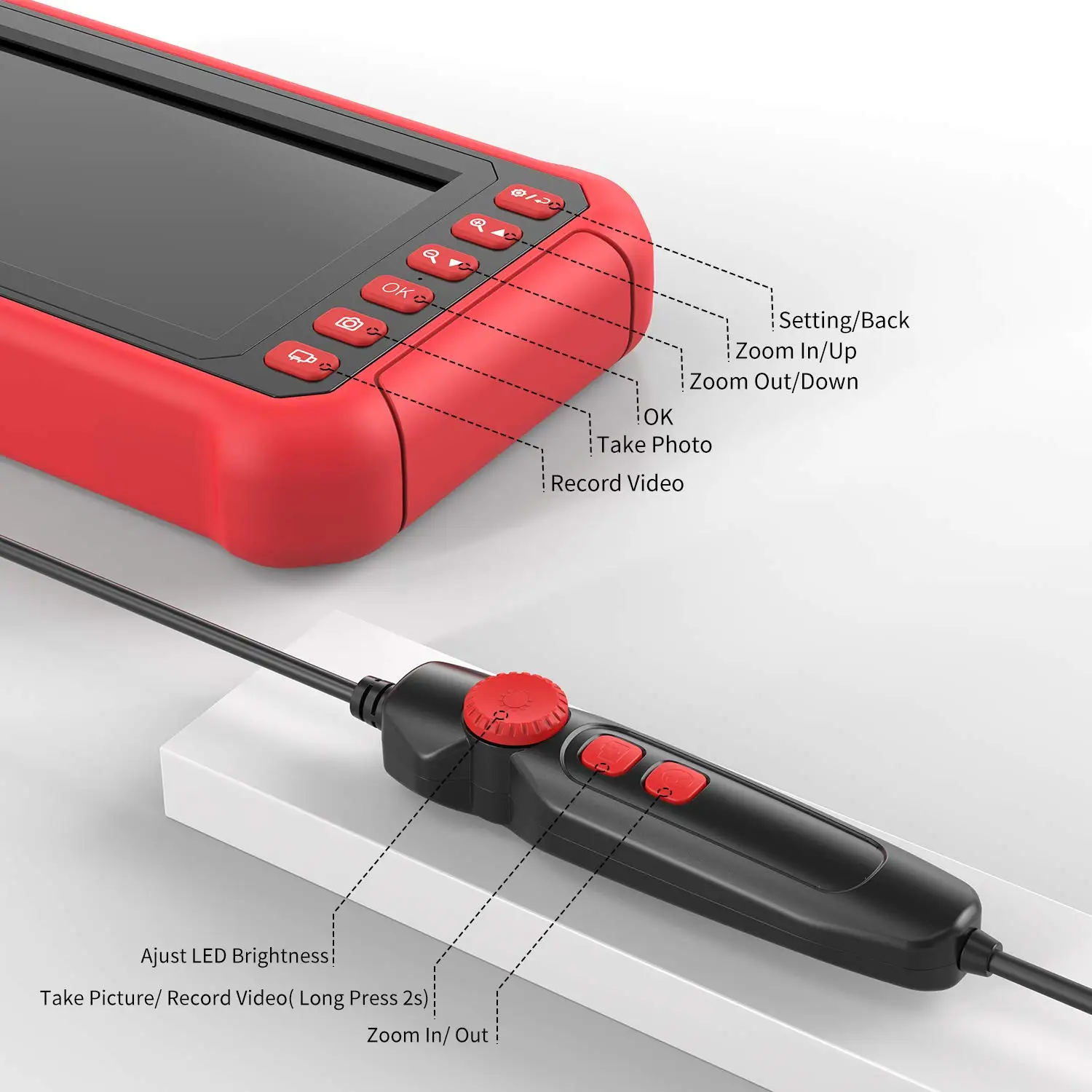 Цена Эндоскоп с камерой 5,0 МП, 7 дюймов IPS, HD Бороскоп, камера для осмотра, водоотталкивающая и водоотталкивающая труба для канализации, промышленн...