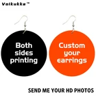 Voikukka ювелирные изделия 6 см круглая картина на заказ Двусторонняя печать индивидуальная Настройка Висячие женские серьги для подарка