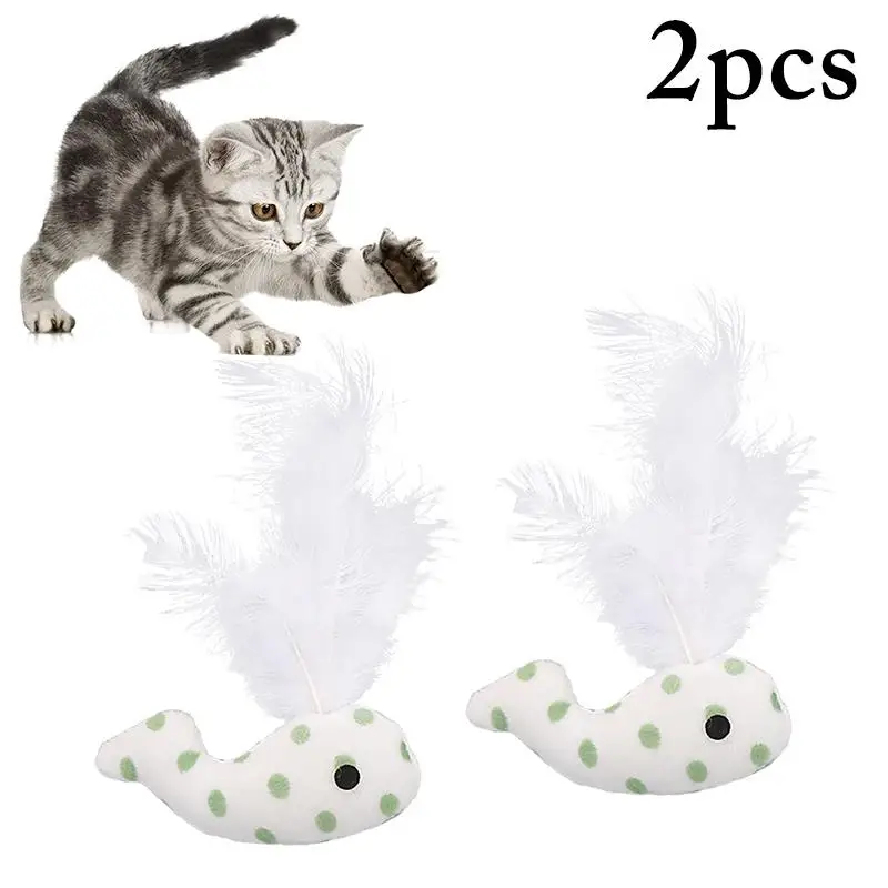 

Legendog 2Pcs/Set Bite Resistant Cat Chew Toys Dolphin Shape Fake Feather Decor Kitten Toys Cat Interactive Toys Pet Supplies