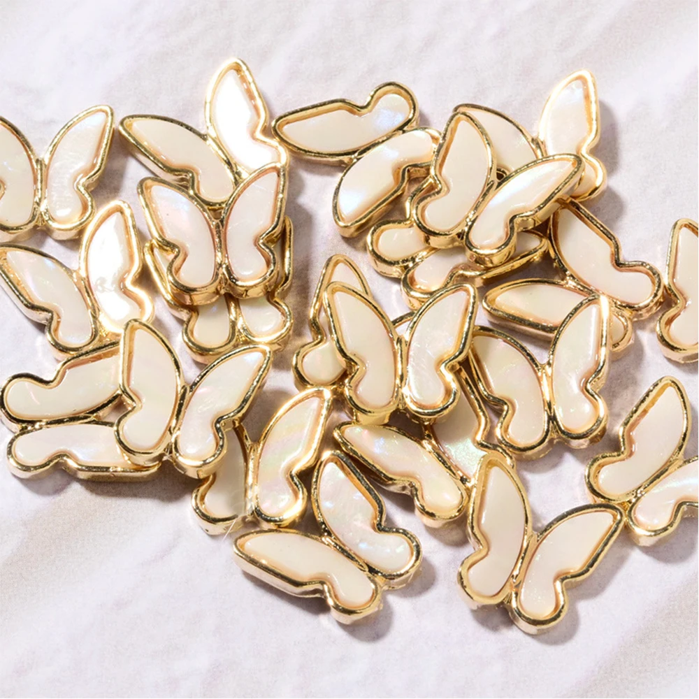 

2Pcs/Bag Shining Nail Rhinestones Manicure Metal Amber Shell Butterfly Manicure Irregular Nail Jewelry Nail Art Decorations