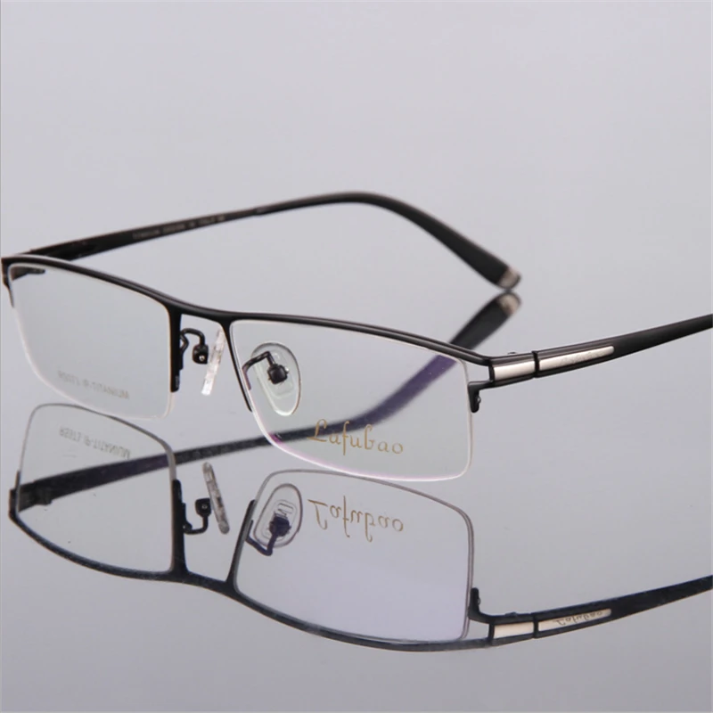 Очки из чистого титана Мужская полуоправа деловой Ультрамодный светильник