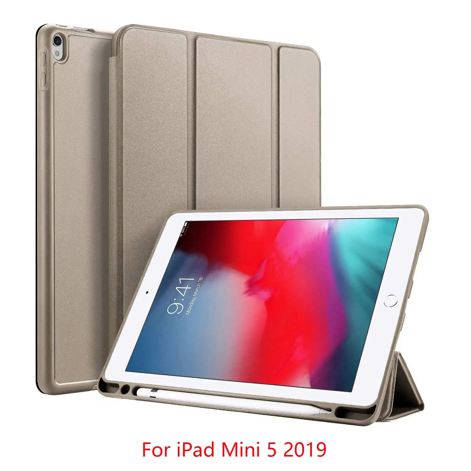 Gold Mini 5 DUX DUCIS умный чехол для iPad Air PU кожаный флип Мягкий Чехол для iPad 9,7 Pro 10,5 11 12,9 Mini 5+ карандаш держатель - Цвет: Gold Mini 5