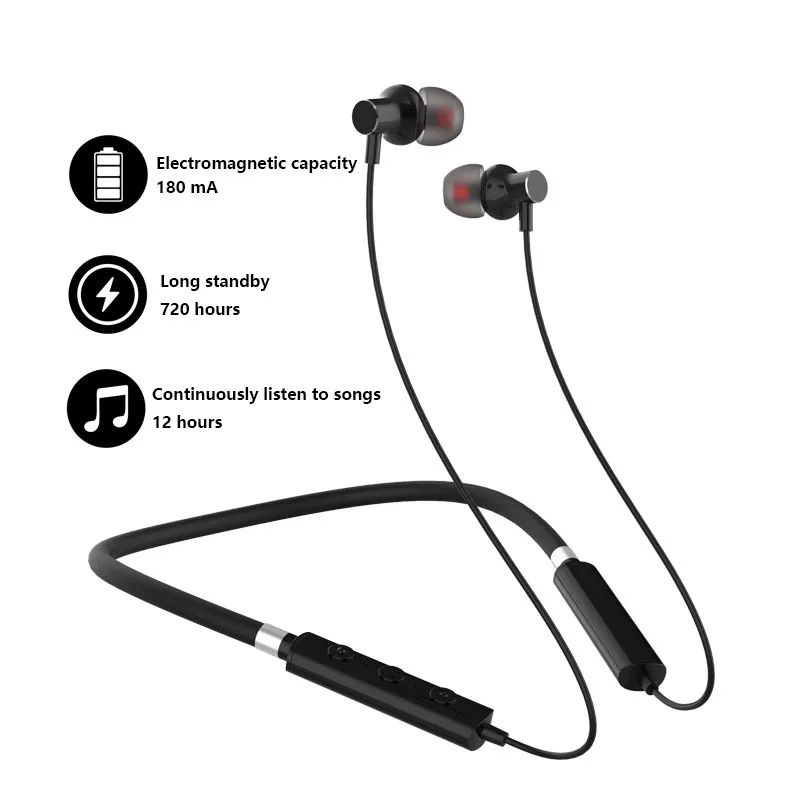 

2021 Новая гарнитура силиконовые спортивные Шейная лямка крепится Bluetooth 5,0 гарнитура In-ear Магнитный hi-fi звук эффект тяжелый бас Шум сокращения