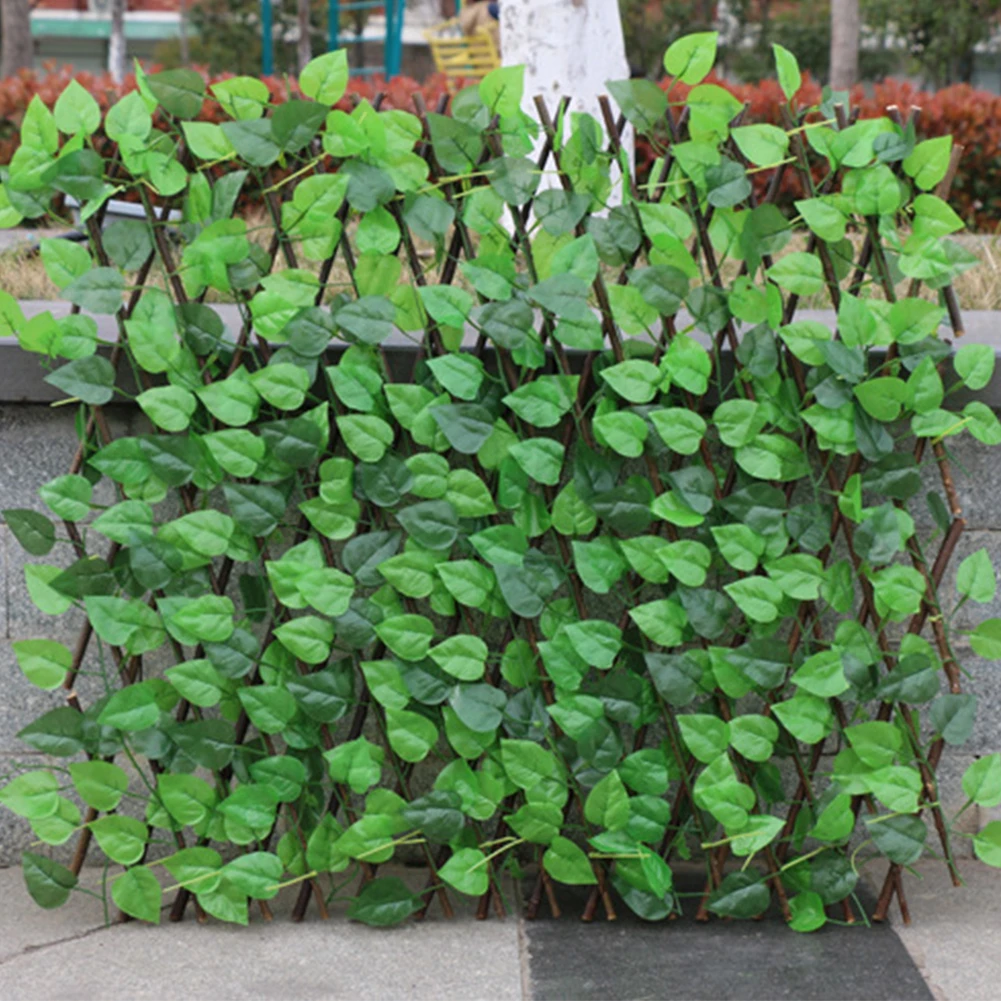 

Adjustable Retractable Fence Artificial Leaf Garden Trellis Garden Fence Decoration Privacy Expanding Wood Garden Fence Balcony