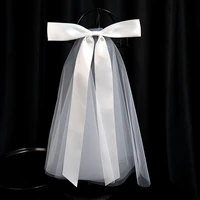 simple white satin bow hairpin ribbon chiffon tassel super fairy hair clips bridal veils bridesmaid wedding dress accessories