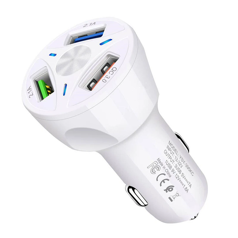 

3 in 1 Car Charger 3.1A Quick Charge 3.0 USB Charger in Car for Xiaomi/Samsung/iPhone Portable Mobile Phone Fast Charger