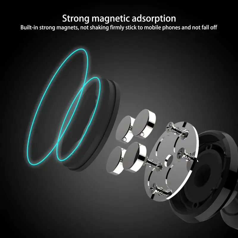 

Stable Mobile Phone Holder Rotating Strong Magnet Bracket Round Car Phone Air Outlet Bracket with 4 Core Magnet for Car Office