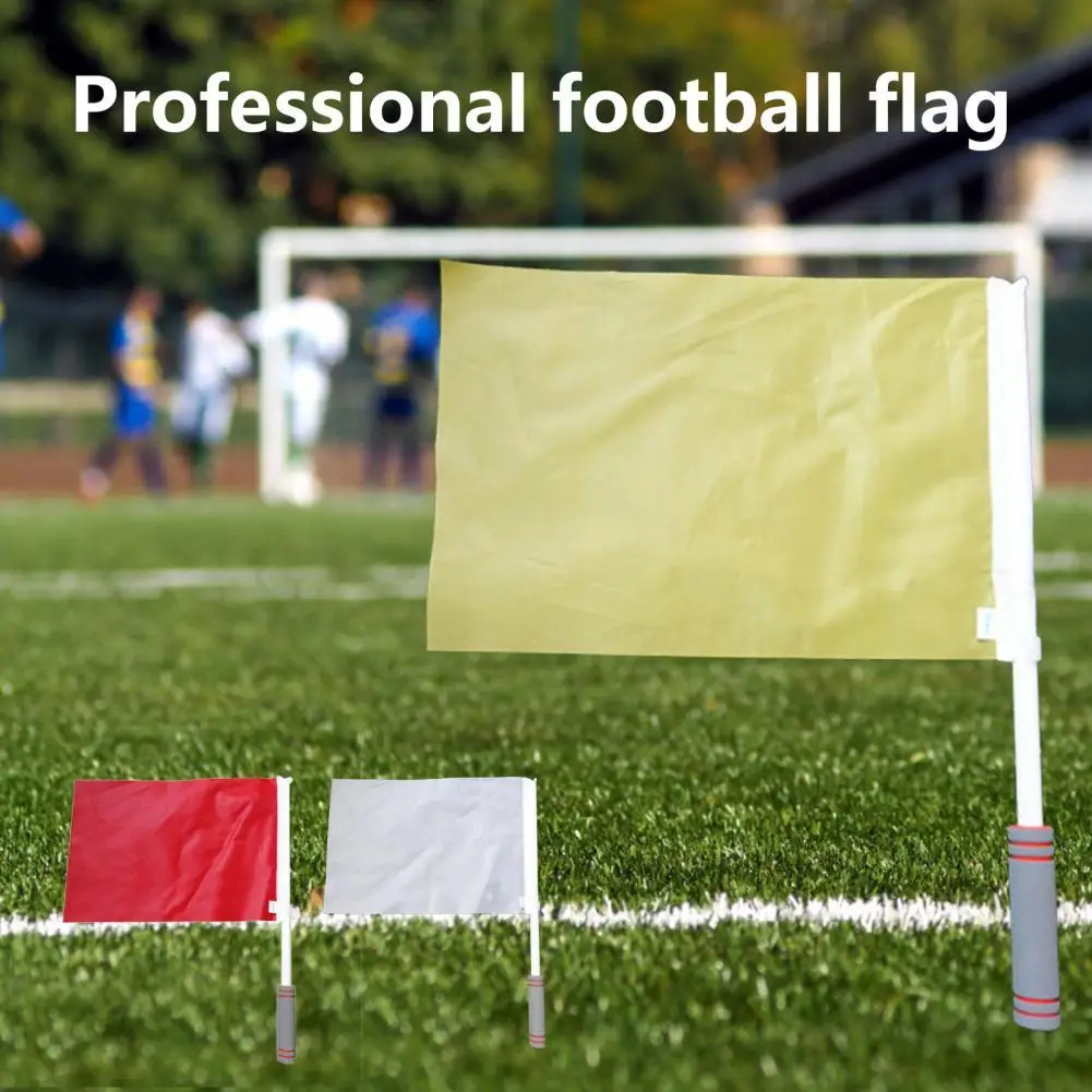 

Professional Soccer Judge Linesman Flag Useful Anti-slip Bright Color Sweat Absorption Handle Referee Flag for Football Training