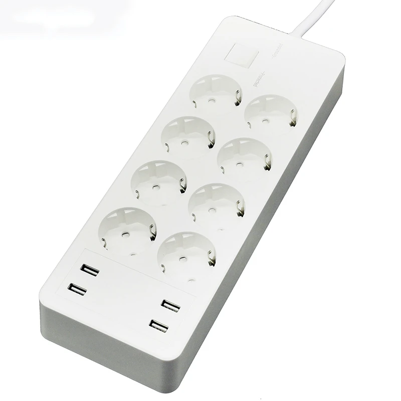 Несколько Мощность полосы Стабилизатор напряжения 8 розетки ЕС розетка с USB