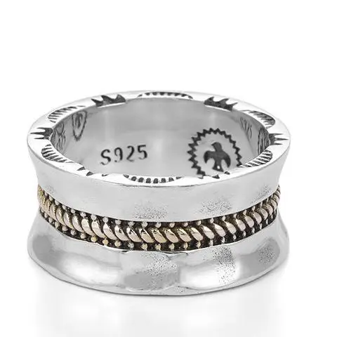 

Original design Thai silver hemp rope shaped opening adjustable ring unique light luxury punk charm women's brand jewelry