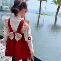 2022 lovely baby girls clothing set long sleeve sweatshirt backless sequins dress 2pcs suit for autumn spring kids outfits 1 5y