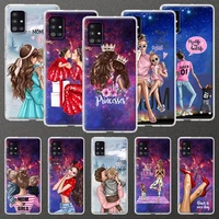 woman girl super mom baby case for samsung galaxy a51 a71 a41 a42 5g a31 a21 a01 m51 m21 m11 clear soft mobile phone coque shell