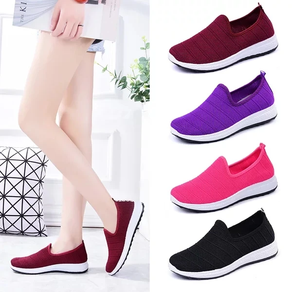 Женская дышащая обувь на плоской подошве Повседневные вязаные кроссовки лоферы