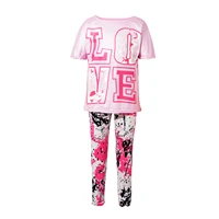 kids girls summer clothing sets fashion tracksuit outfits short sleeve printed t shirt and pants leggings set casual sports suit