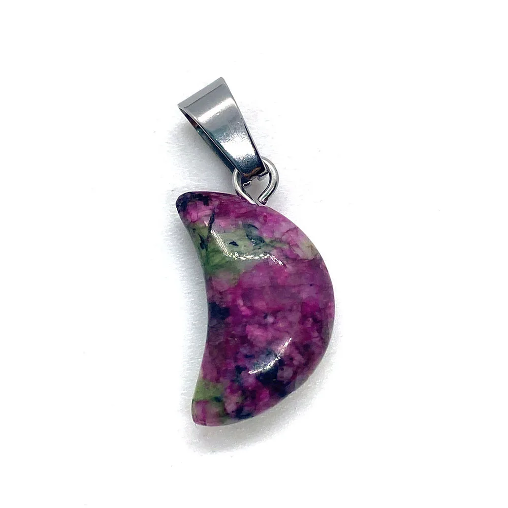 

5 Exquisite Moon-shaped Natural Stone Pendants for DIY Jewelry Handmade Necklace Pendants Bracelets Earrings Accessories 12x18mm