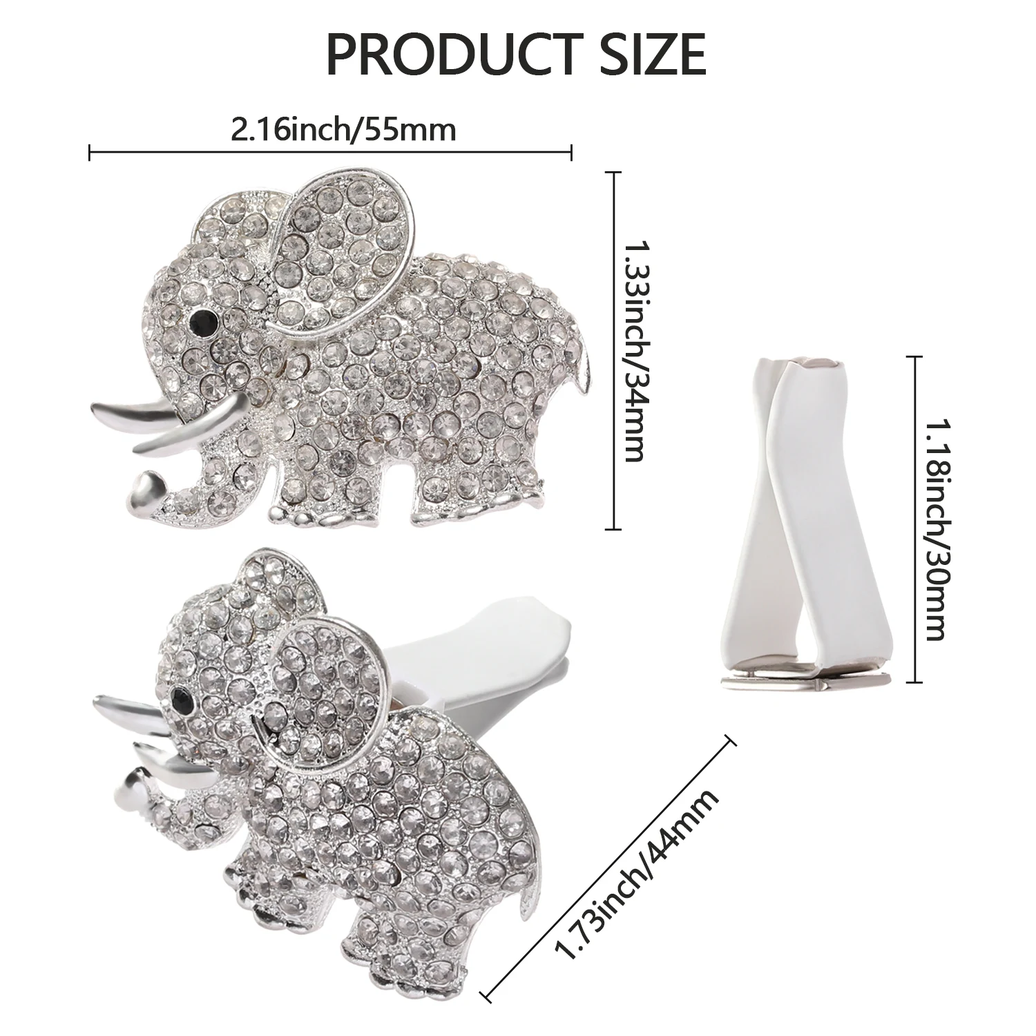 2 шт. металлические стразы в виде слона зажим для парфюма на автомобильный выход