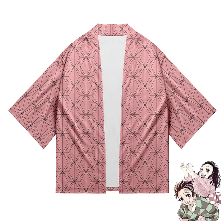 Kimonos японское женское кимоно Аниме демон Slayer то же кимоно кардиган для костюмированного представления пара кимоно юката лето осень Ориент кимоно
