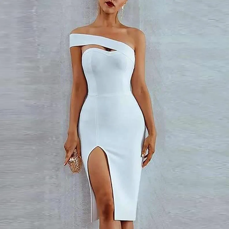 Tromlfz 2021 Новое летнее облегающее платье с разрезом Vestidos женское сексуальное