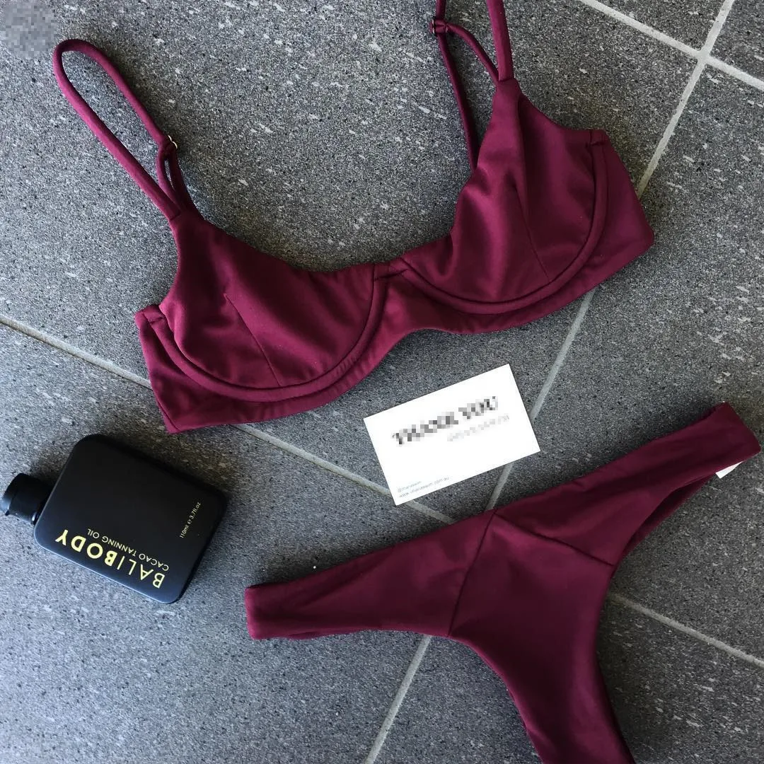 2020, new solid-colored steel-ringed Bikini, two-piece bathing suit, sexy Bikini swimming suit for women 2 piece swimsuit women