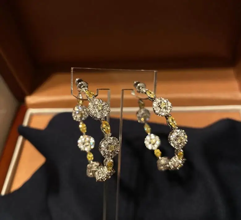 women shiny rhinestone circle earrings temperament crystal circle earrings temperament retro chic ear accessories