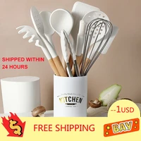 7 12 pcs white kitchen cookware silicone kitchenware spatula ladle egg beaters shovel soup spoon utensils tools gadgets set new
